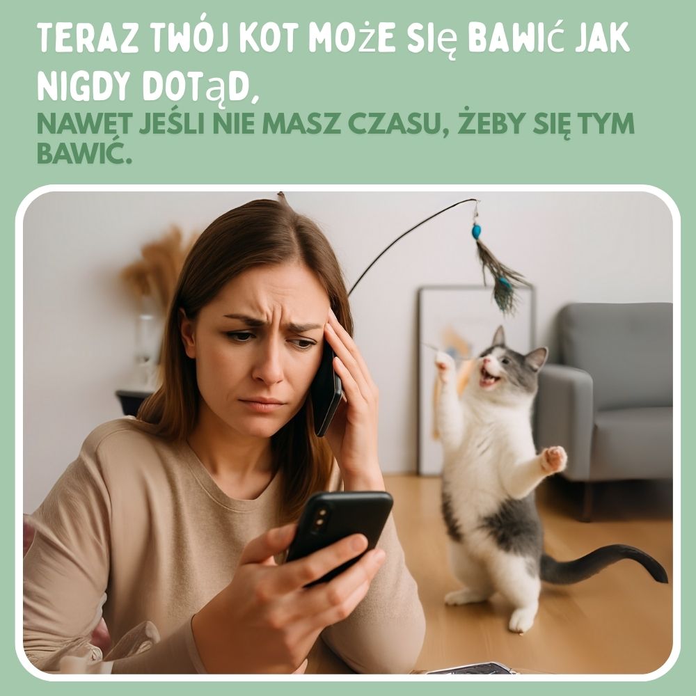 Interaktywna zabawka dla kotów z piórkami, zawieszona i odbijająca się