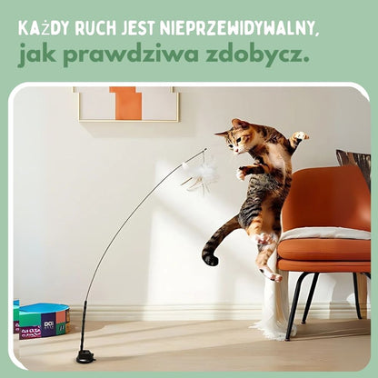 Interaktywna zabawka dla kotów z piórkami, zawieszona i odbijająca się